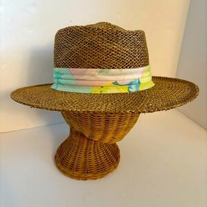 Vintage Swan Hat Co Straw Panama Hat Colorful Band One Size Outdoors Travel